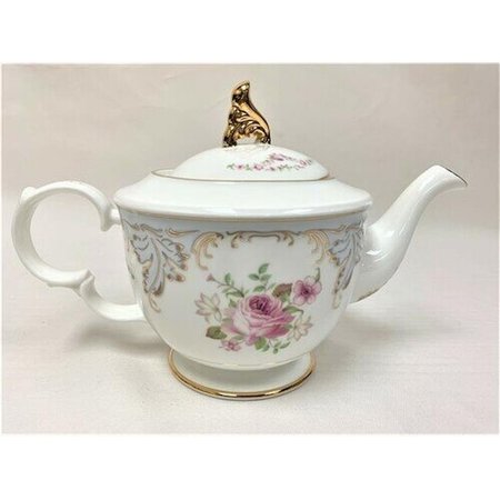 MR. MJS Mr. MJs HO-TP-14D050B Pink Roses with Gold Trim Teapot HO-TP-14D050B